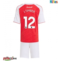 Camiseta Arsenal Jurrien Timber #12 Primera Equipación para niños 2025-26 manga corta (+ pantalones cortos)